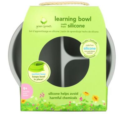 Green Sprouts, Learning Bowl, 9+ Months, Gray, 1 Bowl