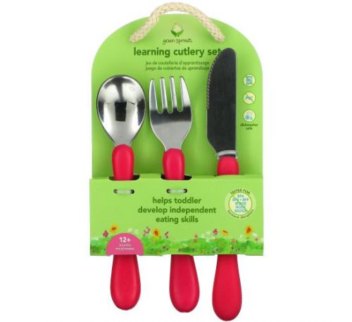 Green Sprouts, Learning Cutlery Set, 12+ Months, Pink, 1 Set