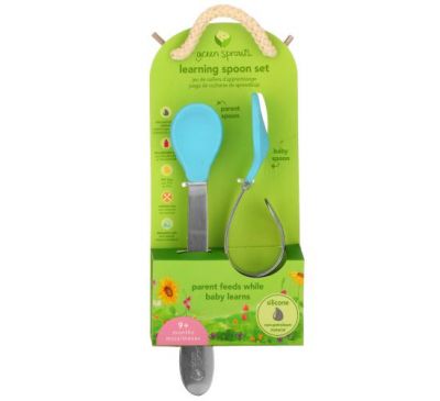 Green Sprouts, Learning Spoon Set, для детей от 9 месяцев, вода, вода, 1 набор