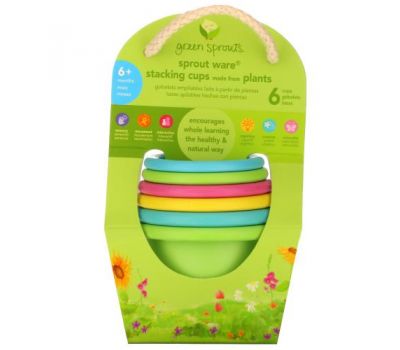 Green Sprouts, Sprout Ware Stacking Cups,  6+ Months, Multicolor, 6 Cups