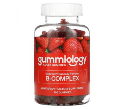 Gummiology, комплекс вітамінів групи В, зі смаком полуниці, 100 жувальних таблеток