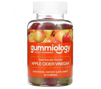Gummiology, жувальні таблетки з яблучним оцтом, для дорослих, з натуральним яблучним смаком, 90 вегетаріанських жувальних таблеток