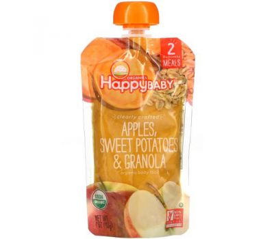 Happy Family Organics, Happy Baby, Organic Baby Food, Stage 2, Apples, Sweet Potatoes & Granola, 4 oz (113 g)