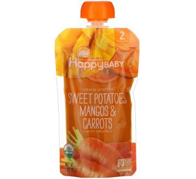 Happy Family Organics, Organic Baby Food, Stage 2, Clearly Crafted, 6+ Months, Sweet Potatoes, Mangos & Carrots, 4 oz (113 g)