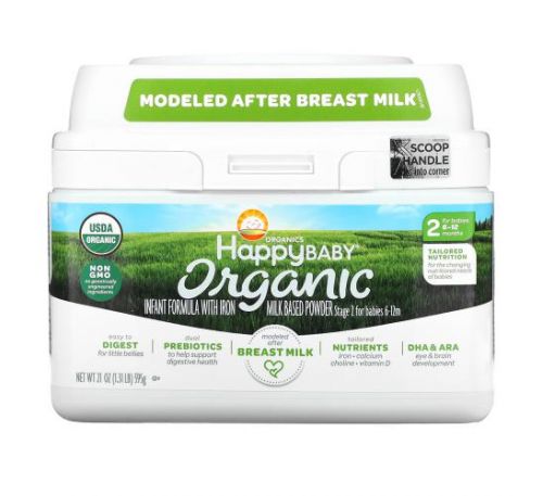 Happy Family Organics, Organics Happy Baby, Infant Formula With Iron, Stage 2, 6-12 Months, 21 oz (595 g)