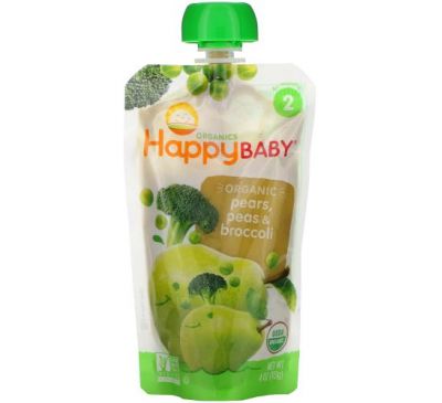 Happy Family Organics, Organics Happy Baby,  Stage 2,  6+ Months, Organic Pears, Peas & Broccoli, 4 oz (113 g)