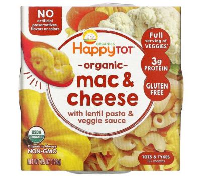 Happy Family Organics, Organics Happy Tot, 12+ Months, Mac & Cheese, 4.5 oz (128 g)