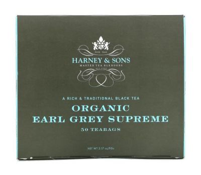 Harney & Sons, A Rich & Traditional Black Tea, Органический Earl Grey Supreme, 50 чайных пакетиков, 3,17 унции (90 г)