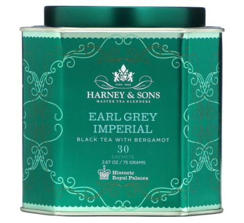 Harney & Sons, Earl Grey Imperial, Black Tea with Bergamot, 30 Sachets, 2.67 oz (75 g)