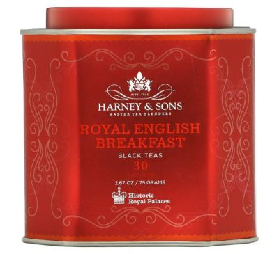 Harney & Sons, Royal English Breakfast, Black Teas, 30 Sachets, 2.67 oz (75 g) Each