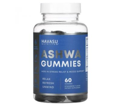 Havasu Nutrition, Ashwa Gummies, Strawberry, 60 Gummies