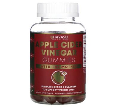 Havasu Nutrition, жувальні мармеладки з яблучним оцтом з оцтовою маткою, натуральне яблуко, 60 жувальних таблеток