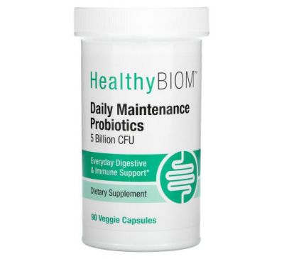HealthyBiom, пробіотик для щоденної підтримки, 5 млрд КУО, 90 рослинних капсул
