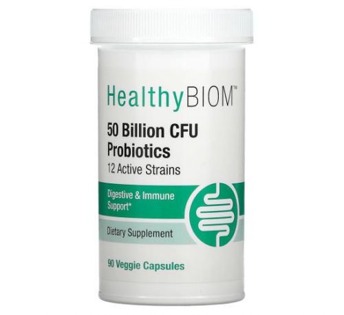 HealthyBiom, пробіотики, 50 млрд КУО, 90 вегетаріанських капсул