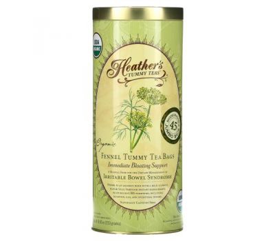 Heather's Tummy Care, Чай от живота, пакетики с натуральным фенхелем, без кофеина, 45 пакетиков, 8.82 унций (250 г)