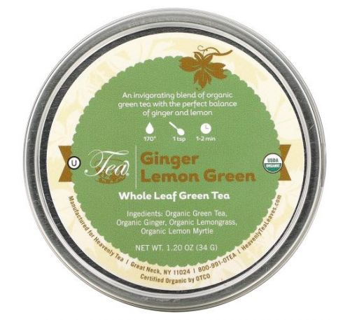 Heavenly Tea Leaves, Whole Leaf Green Tea, Ginger Lemon Green, 1.20 oz (34 g)