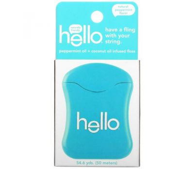 Hello, White Floss, Natural Peppermint Flavor, 54.6 yds (50 meters)
