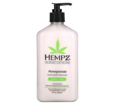 Hempz, Увлажняющий лосьон для тела на растительной основе с ароматом граната, увлажнение и обновление, 500 мл (17 жидк. унций)