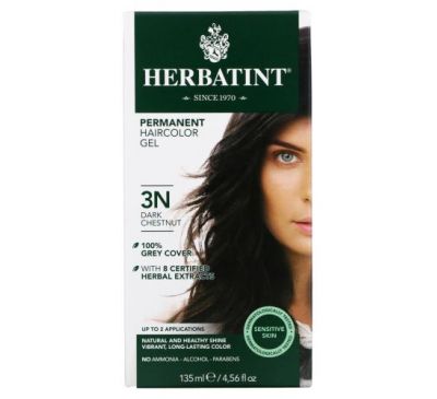 Herbatint, стойкая гель-краска для волос, 3N, темный каштан, 135 мл (4,56 жидк. унций)