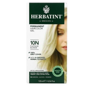 Herbatint, стойкая гель-краска для волос, 10N, платиновый блонд, 135 мл (4,56 жидк. унции)