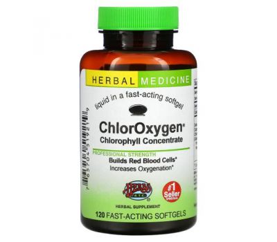 Herbs Etc., ChlorOxygen, Chlorophyll Concentrate, Alcohol Free, 120 Fast-Acting Softgels