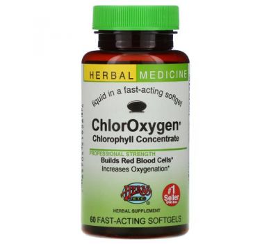 Herbs Etc., ChlorOxygen, концентрат хлорофілу, 60 швидкодійних капсул