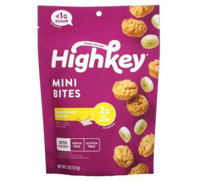 HighKey, Mini Bites, Banana Nut Muffin, 2 oz (57 g)