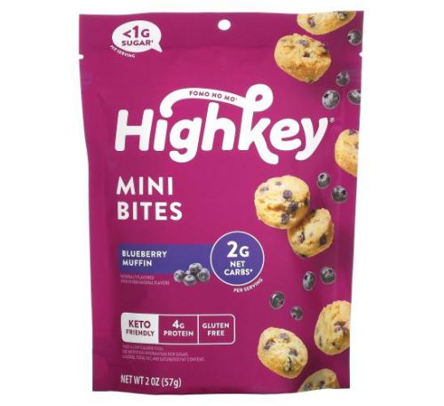 HighKey, Mini Bites, Blueberry Muffin, 2 oz (57 g)