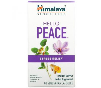 Himalaya, Hello Peace, Stress Relief, 60 Vegetarian Capsules