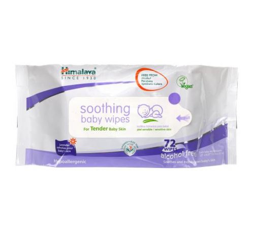Himalaya, Soothing Baby Wipes, Alcohol Free, 72 Wipes