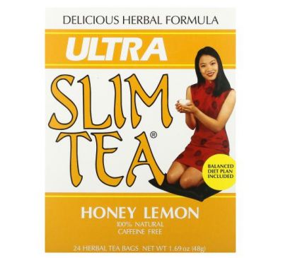 Hobe Labs, Ultra Slim Tea, Honey Lemon, Caffeine Free, 24 Herbal Tea Bags, 1.69 oz (48 g)