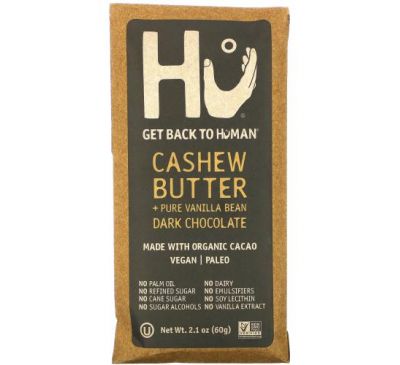 Hu, Cashew Butter + Pure Vanilla Bean Dark Chocolate, 2.1 oz (60 g)