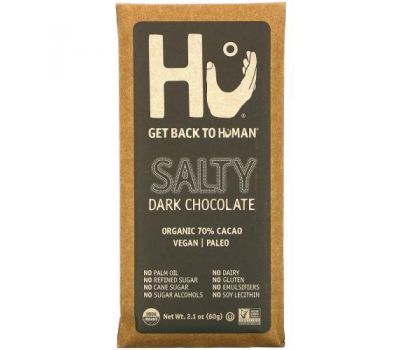 Hu, черный шоколад с солью, 60 г (2,1 унции)