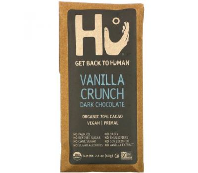 Hu, черный шоколад с ванильной крошкой, 60 г (2,1 унции)