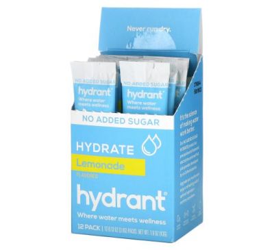 Hydrant, Electrolyte Drink Mix, Lemonade, 12 Pack, 0.13 oz (3.6 g) Each