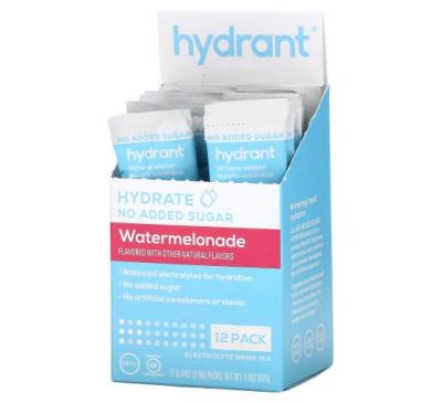 Hydrant, Electrolyte Drink Mix, Watermelonade, 12 Pack, 0.14 oz (3.9 g) Each