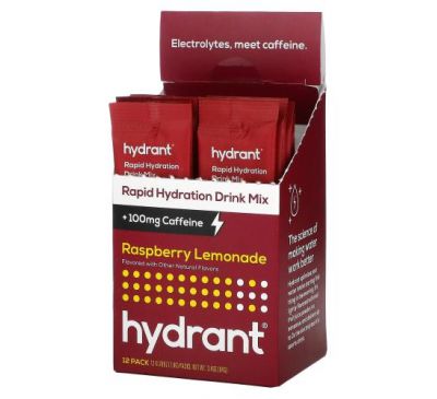 Hydrant, Смесь для быстрого увлажнения, малиновый лимонад, 12 пакетиков по 7,8 г (0,28 унции)