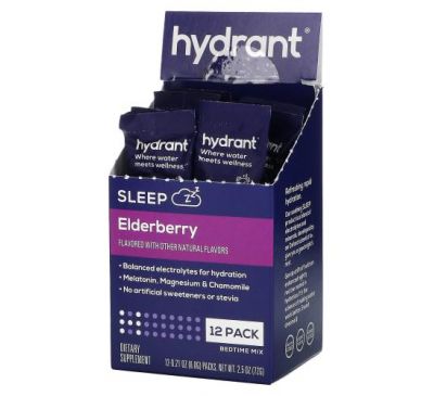 Hydrant, Sleep, смесь для сна, бузина, 12 пакетиков, 6 г (0,21 унции)