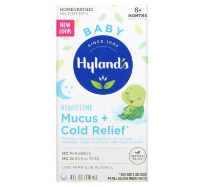 Hyland's, Baby, Nighttime Mucus + Cold Relief, Ages 6 Months+, 4 fl oz (118 ml)