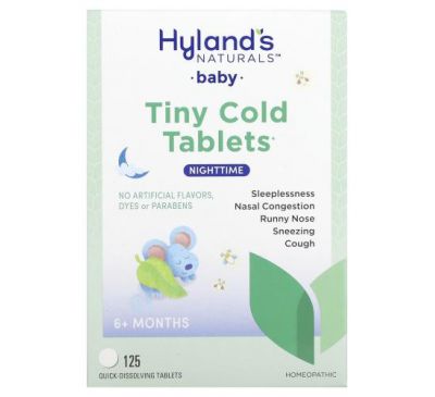 Hyland's, Baby, Nighttime Tiny Cold Tablets, Ages 6 months+, 125 Quick-Dissolving Tablets