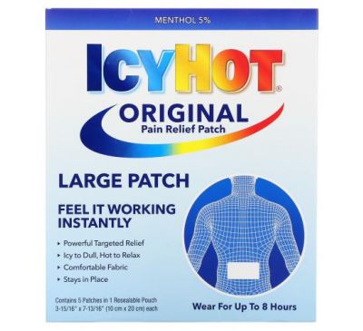 Icy Hot, Original Pain Relief Patch, Large, 5 Patches