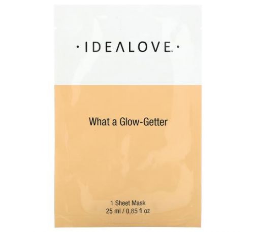 Idealove, What a Glow-Getter, листова косметична маска для сяяння шкіри, 1 шт., 25 мл (0,85 рідк. унції)