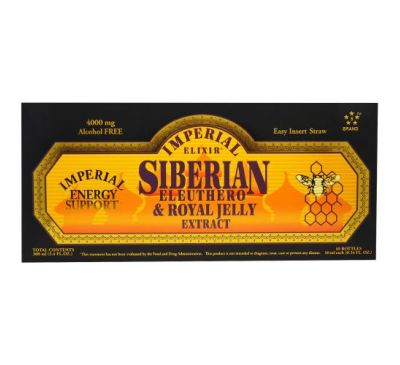 Imperial Elixir, Siberian Eleuthero & Royal Jelly Extract, Alcohol Free, 4000 mg, 10 Bottles, 0.34 fl oz (10 ml) Each