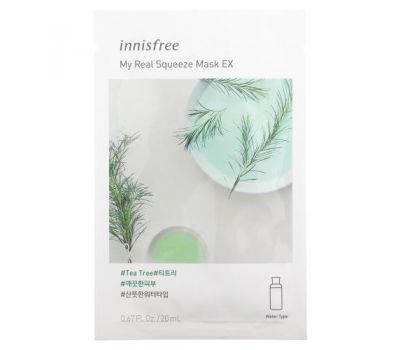 Innisfree, My Real Squeeze Beauty Mask EX, Tea Tree, 1 Sheet, 0.67 fl oz (20 ml)
