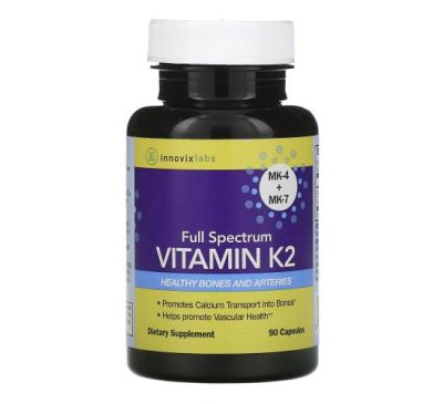 InnovixLabs, витамин K2 полного спектра действия, 90 капсул