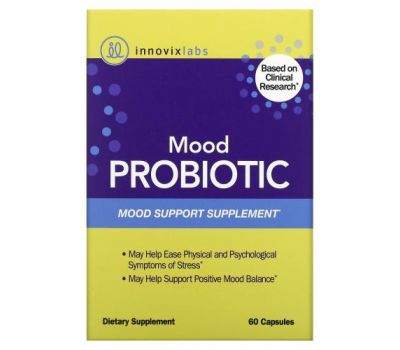 InnovixLabs, пробиотик для улучшения настроения, помощь в борьбе со стрессом, 60 капсул