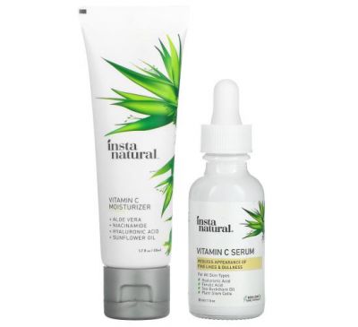 InstaNatural, Skin Brightening Vitamin C Essentials, Serum & Moisturizer Discovery Bundle, 1 Set