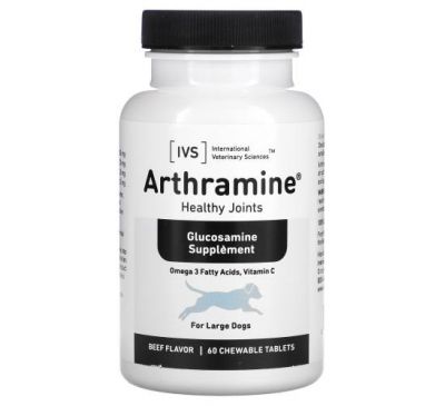 International Veterinary Sciences, Arthramine, Glucosamine Supplement, For Large Dogs, 60 Chewable Tablets