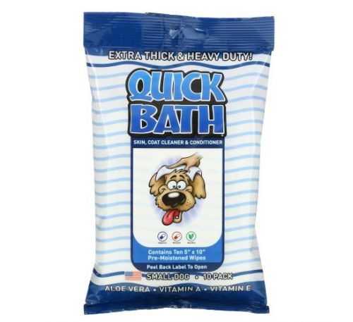 International Veterinary Sciences, Quick Bath, Skin, Coat Cleaner & Conditioner, Small Dog, 10 Pack