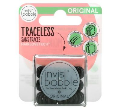 Invisibobble, Original, бесследное кольцо для волос, черный, 3 шт. В упаковке